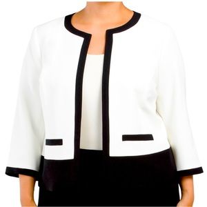 NWT KASPER WHITE/BLACK TRIM COLOR BLOCK SUIT SEPARATE JACKET 18
